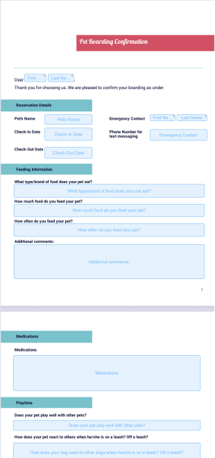 Pet Boarding Confirmation Letter - Sign Templates