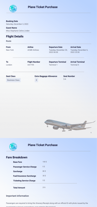 Plane Ticket Template - PDF Templates