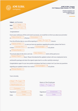 Promotion Letter to Employee - Sign Templates
