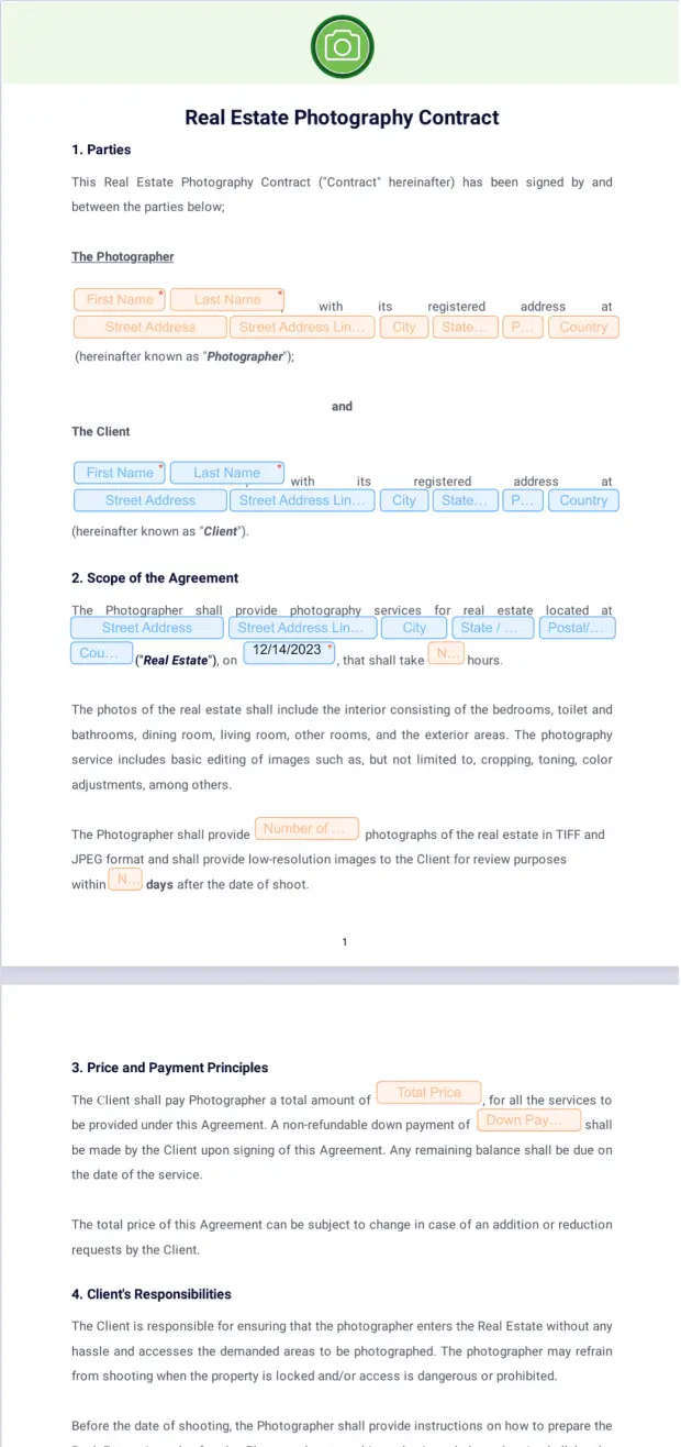 Real Estate Photography Contract