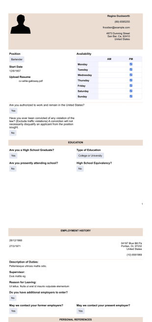Restaurant Application Template - PDF Templates