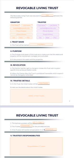 Revocable Living Trust - PDF Templates