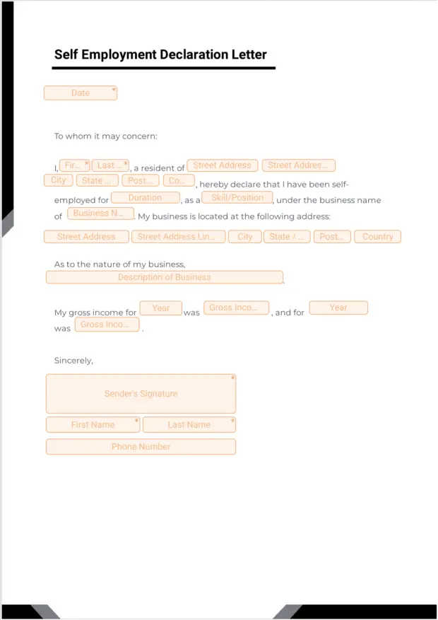 Self Employment Declaration Letter