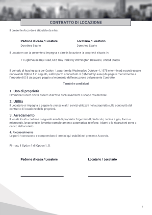 Semplice modello di contratto di locazione - PDF Templates