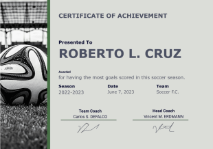Soccer Certificate - PDF Templates