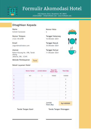 Templat Nota Hotel - PDF Templates