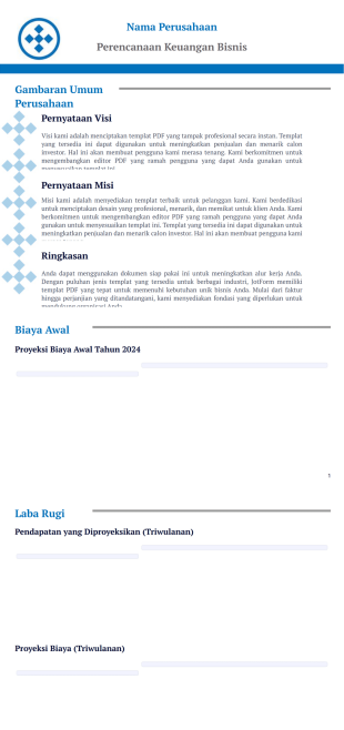 Templat Perencanaan Keuangan Bisnis - PDF Templates