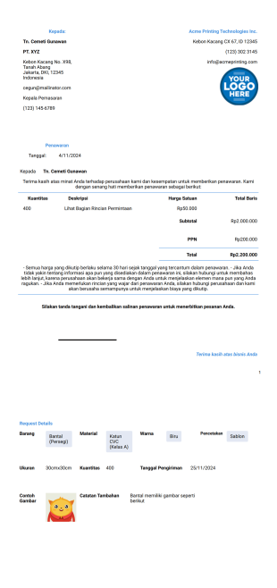 Templat Permintaan Penawaran Pencetakan - PDF Templates