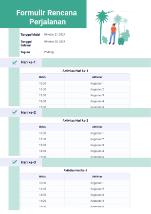 Templat Rencana Perjalanan - PDF Templates