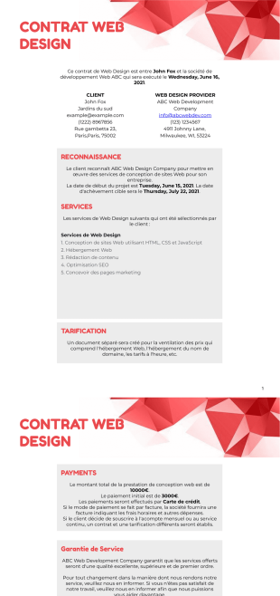 Template Contrat Web Design - PDF Templates