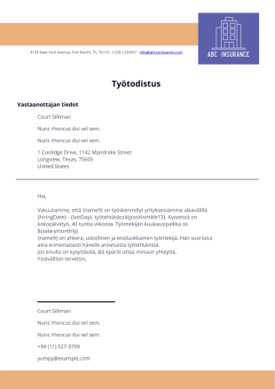 Työtodistus - PDF Templates