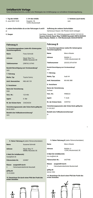 Unfallbericht Vorlage - PDF Templates