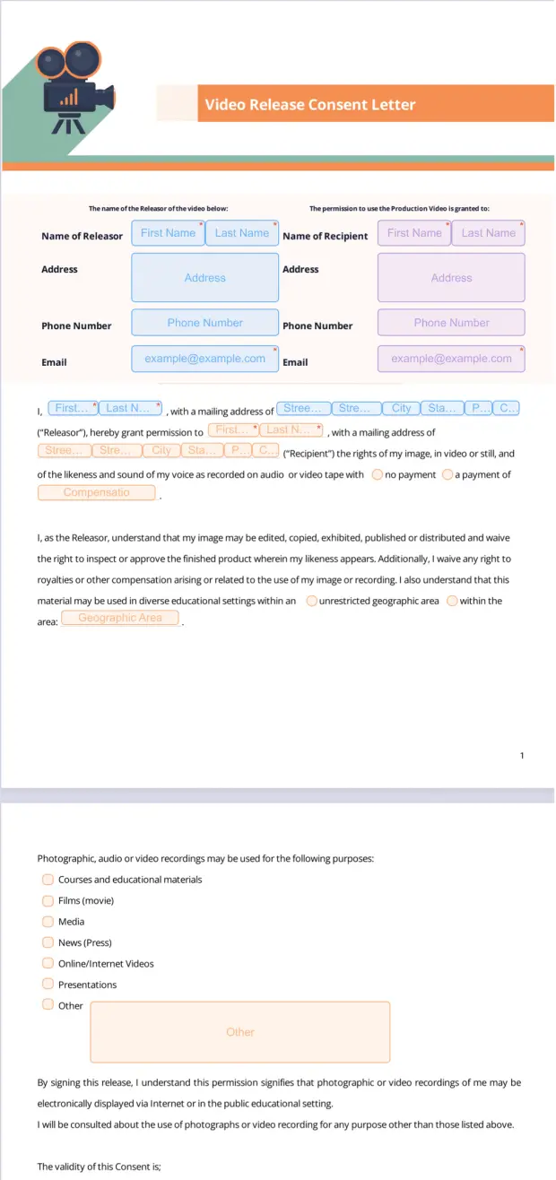 Video Release Consent Letter