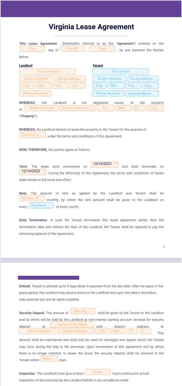 Virginia Lease Agreement
