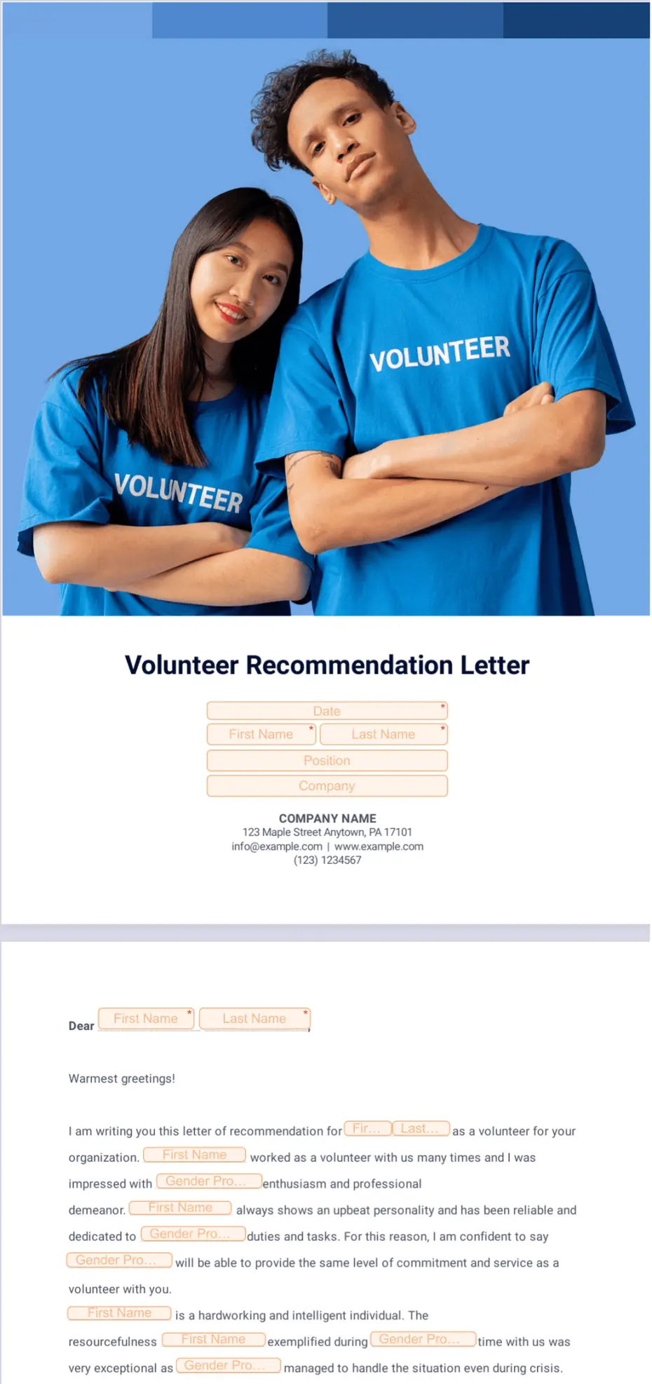 Volunteer Recommendation Letter - Sign Templates | Jotform