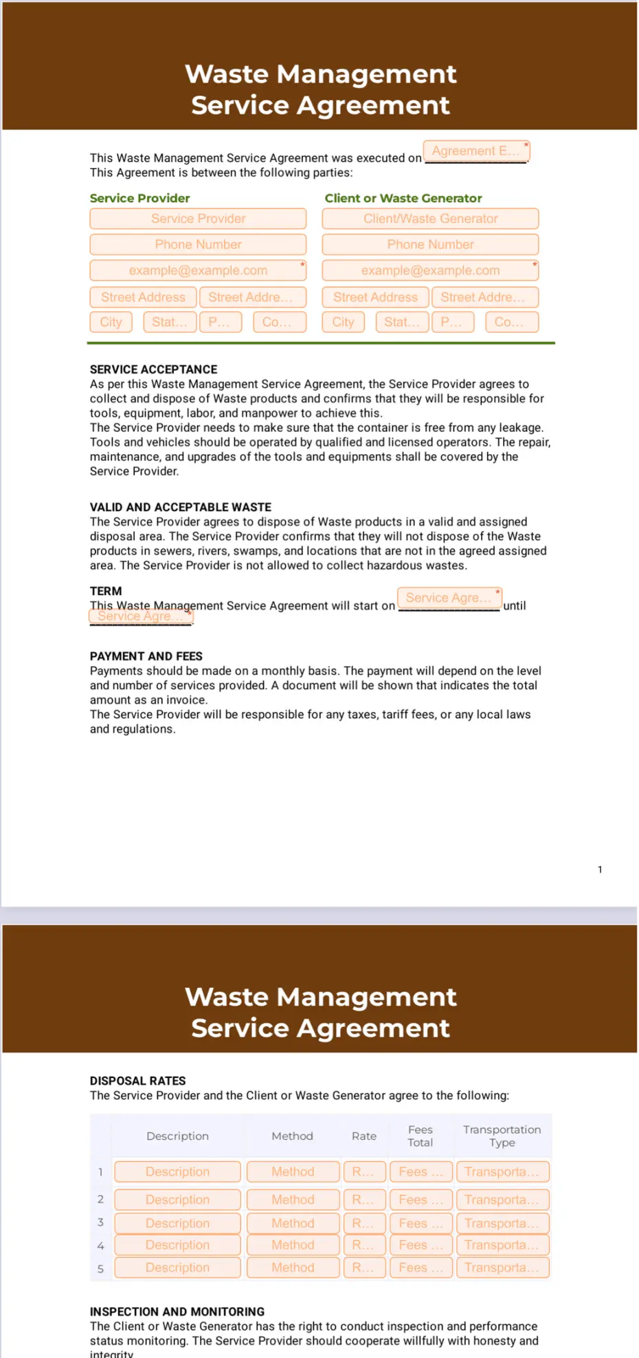 Waste Management Service Agreement